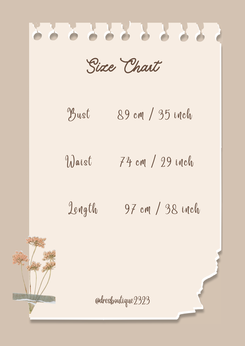 Size chart for Soft Peony Modern Oriental Cheongsam