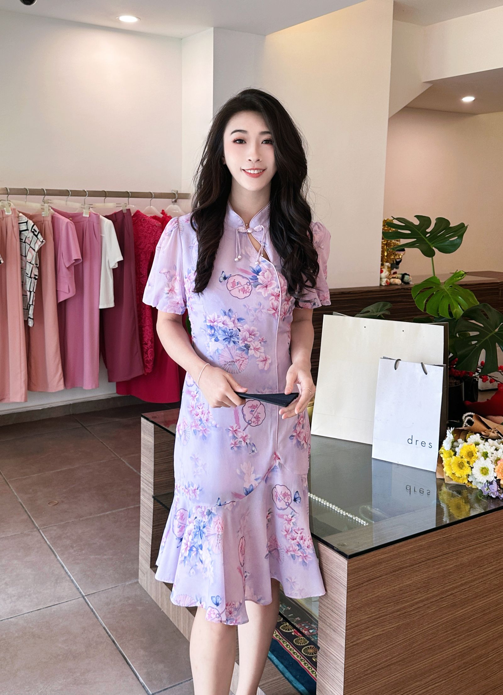 Soft Peony Modern Oriental Cheongsam 柔牡丹新中式旗袍