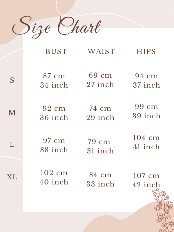 Size chart for Madame Noire Dress