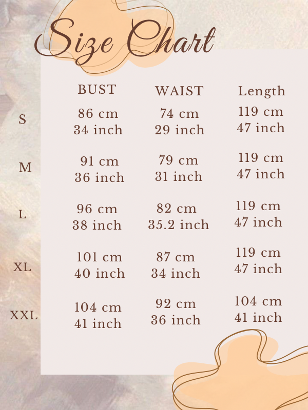 Size chart for Moon Date Dress