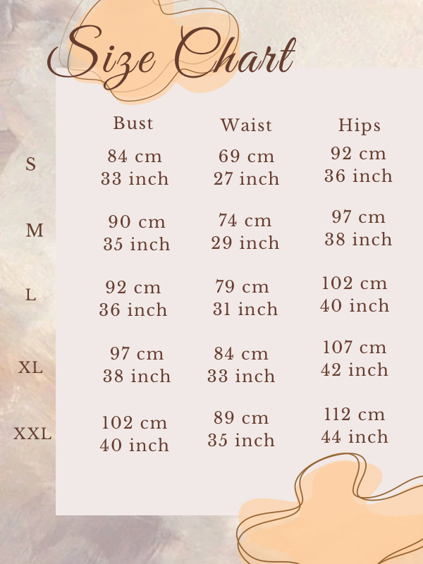 Size chart for Soft Promise Dress