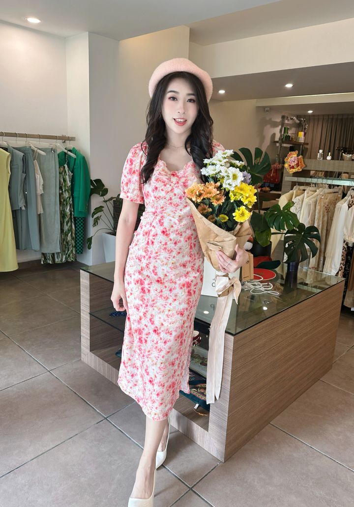 Blossom Poise Modern Chinese Cheongsam Dress 花韵端雅新中式旗袍连身裙