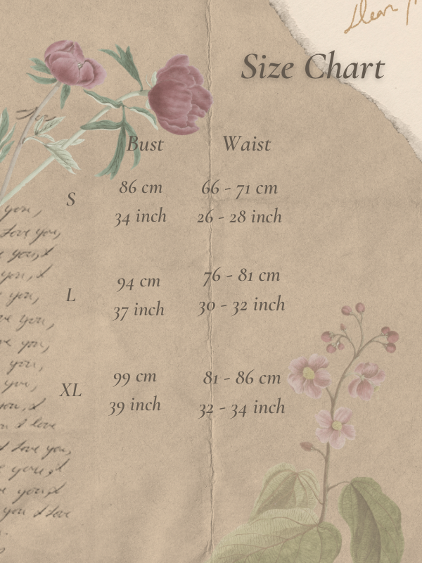 Size chart for Lucky Charm Modern Chinese Set Wear