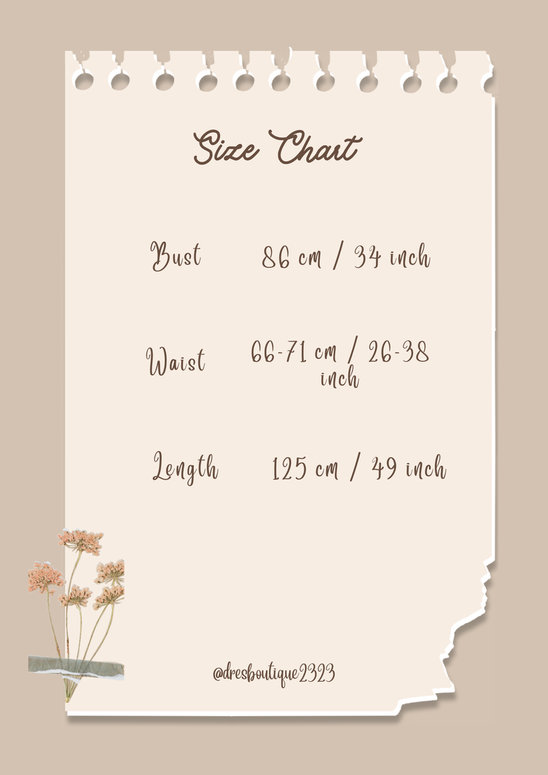 Size chart for Rosé Muse Dress