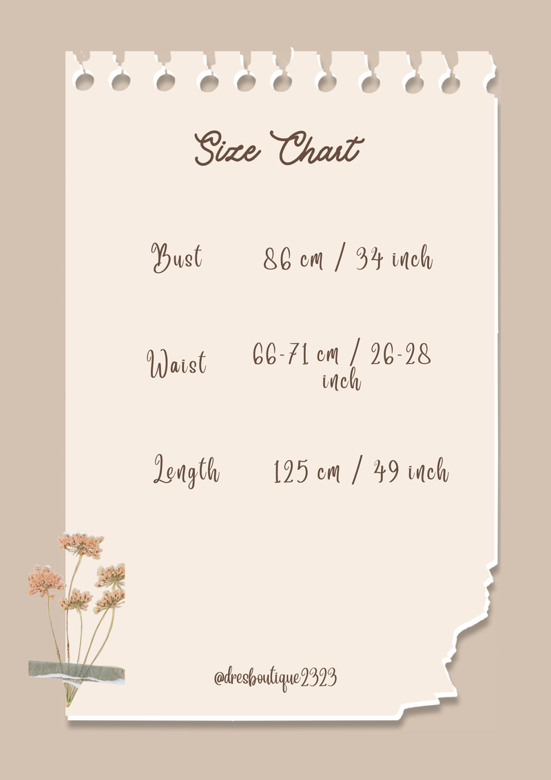 Size chart for Petal Kiss Dress