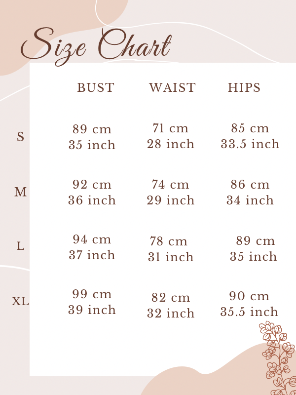 Size chart for Butter Bunny Lace Tweed Dress