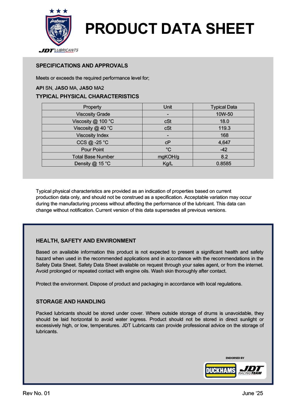 JDT LUBRICANTS 10W50 SN JASO MA2 -2