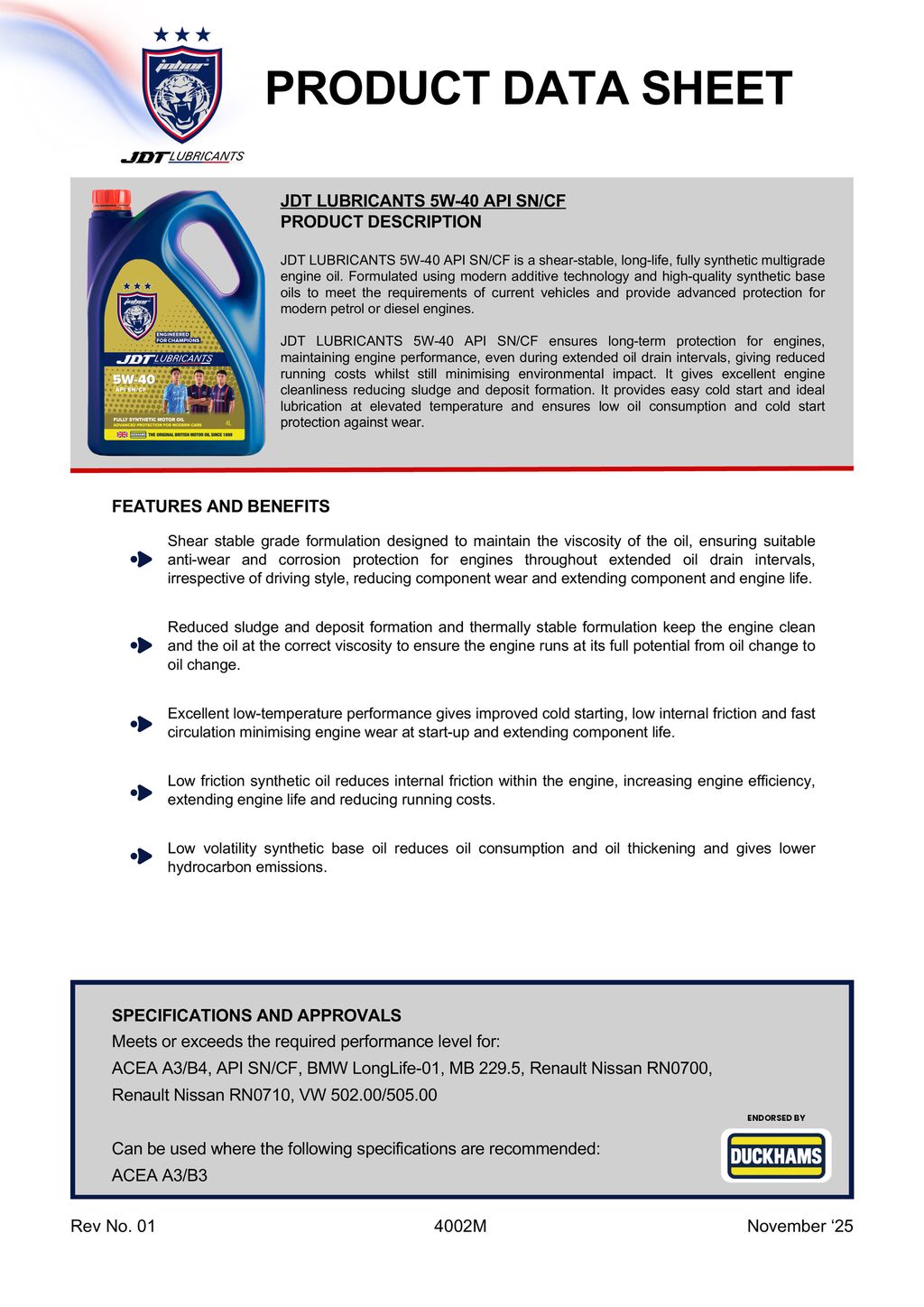 JDT 5W-40 API SNCF-1