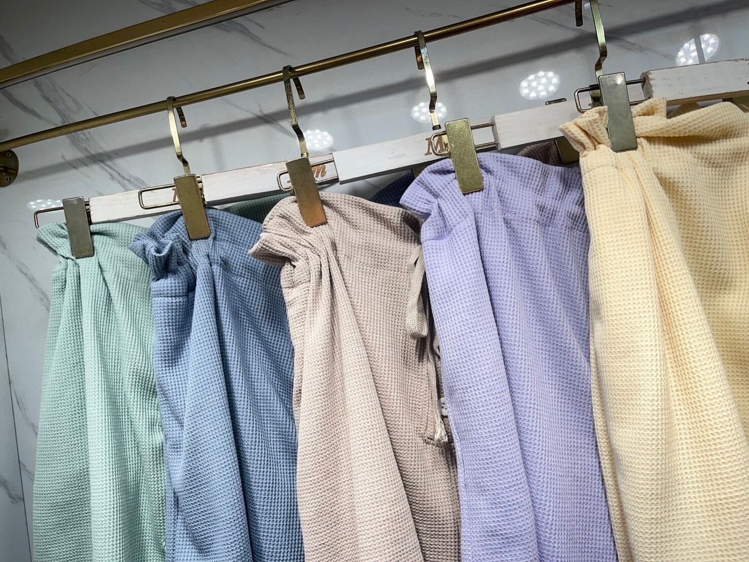 MUMUZI 華夫格短袖休閒套裝 中大尺碼 MC01419-4