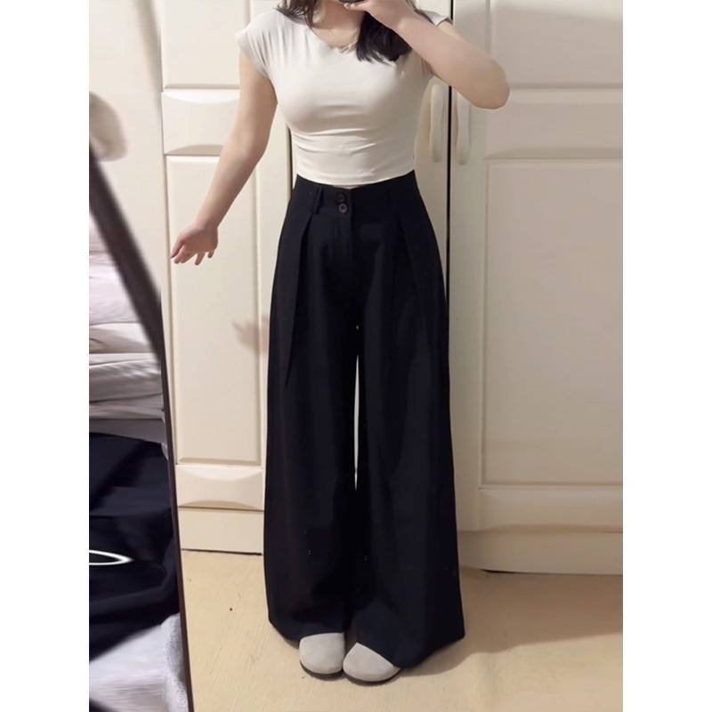 MUMUZI  高腰雙排扣直筒褲 中大尺碼 ALL3509－２