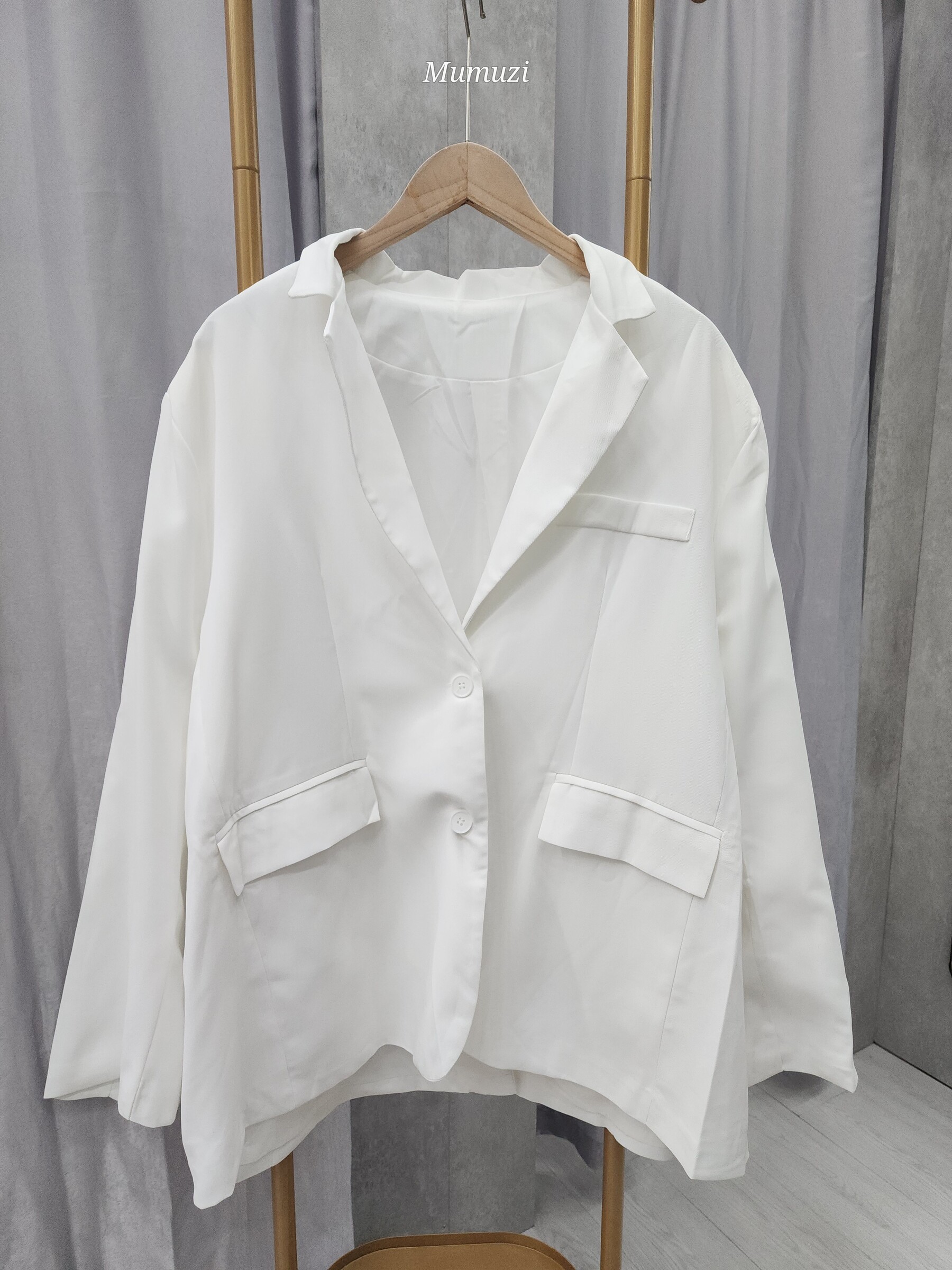 MUMUZI 翻領長袖西裝外套 中大尺碼 MC6095－２