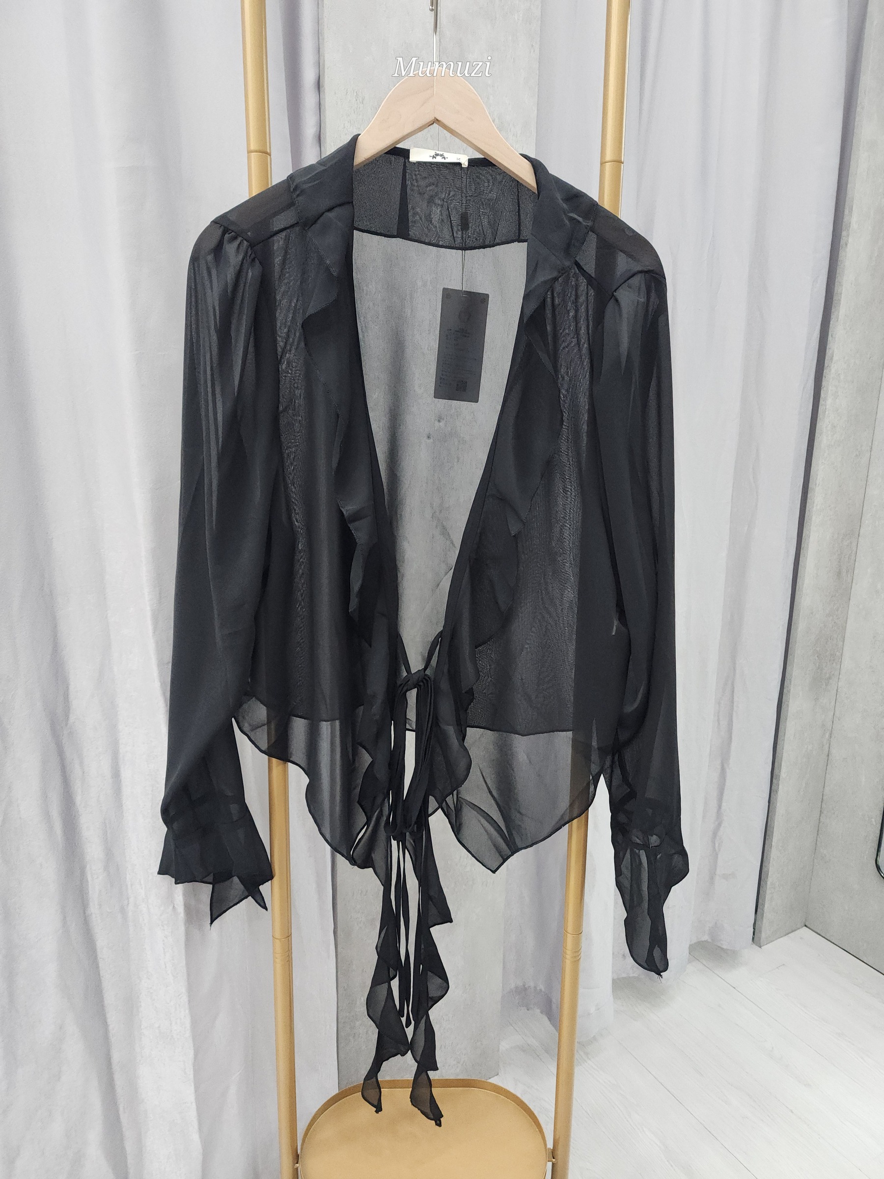 MUMUZI 花邊綁帶罩衫 中大尺碼 BC66801