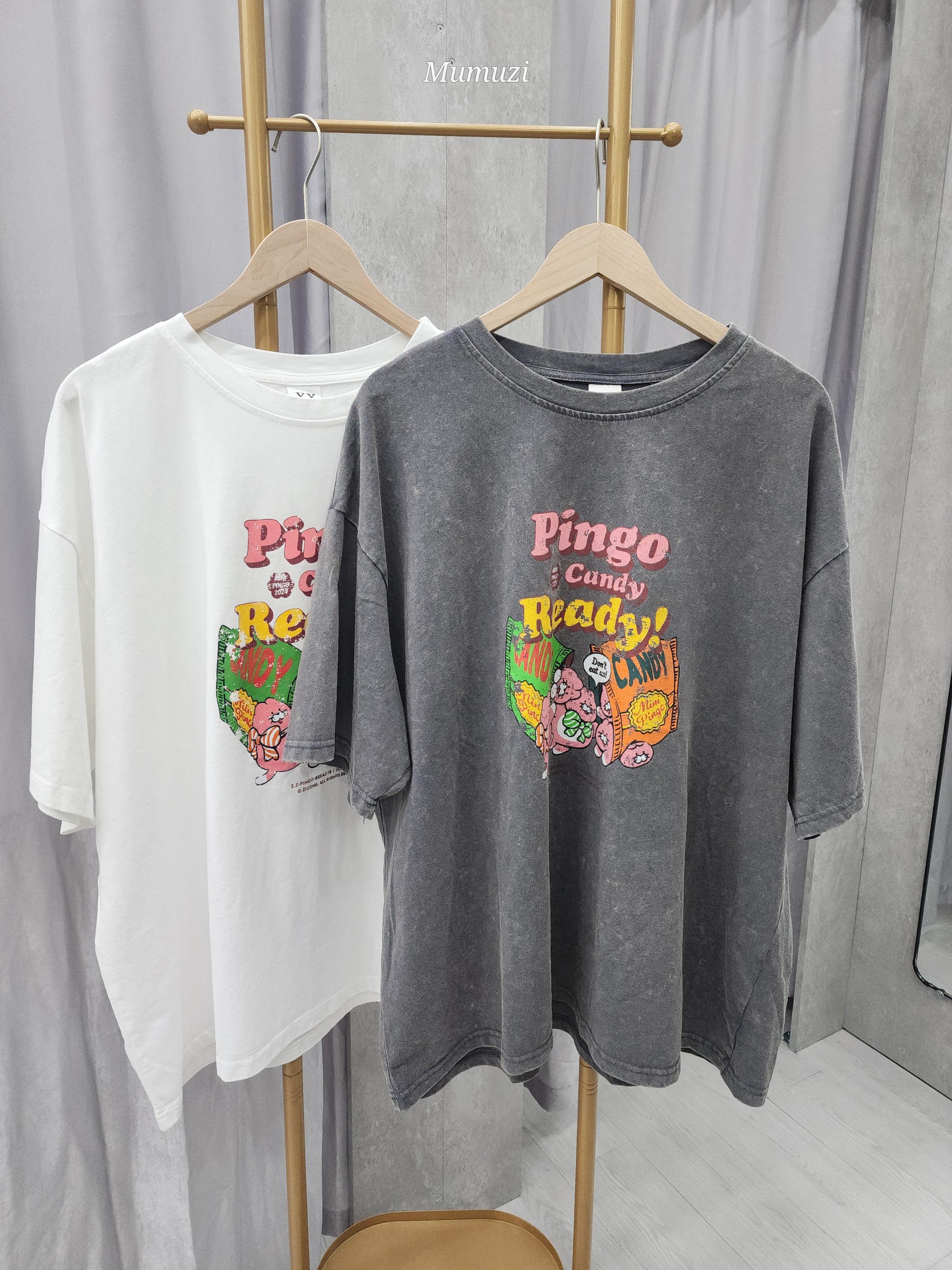 MUMUZI 巧克力粉紅貓Tee 中大尺碼 LM3083