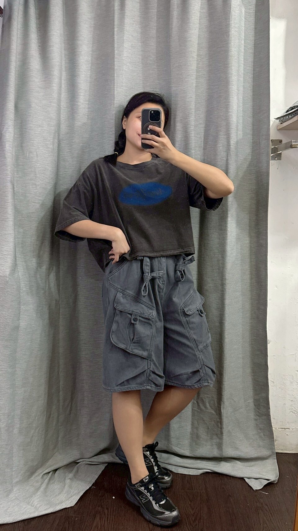 MUMUZI 圓圈草寫NY寬短T 中大尺碼 LM3046-6