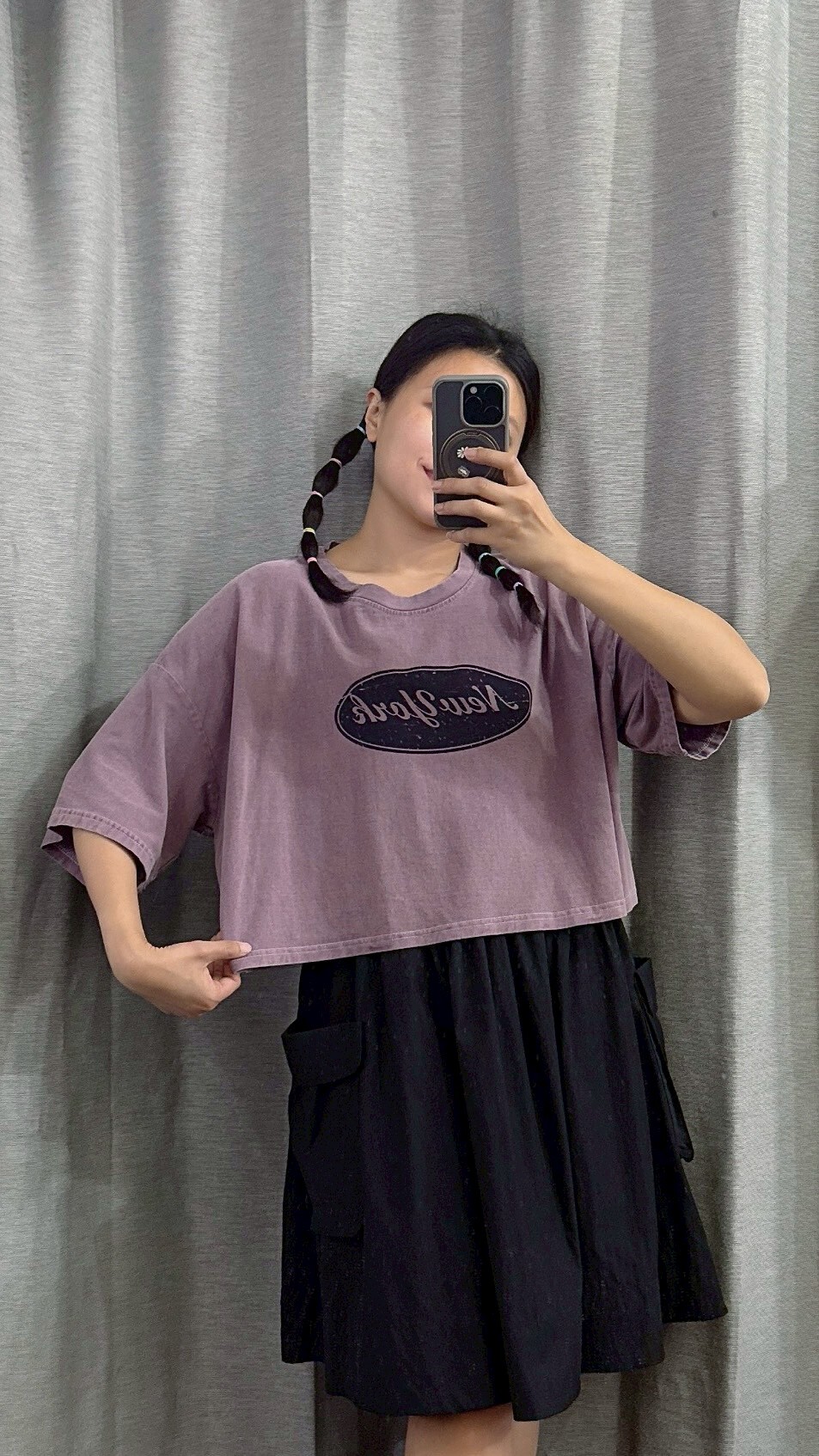 MUMUZI 圓圈草寫NY寬短T 中大尺碼 LM3046-3