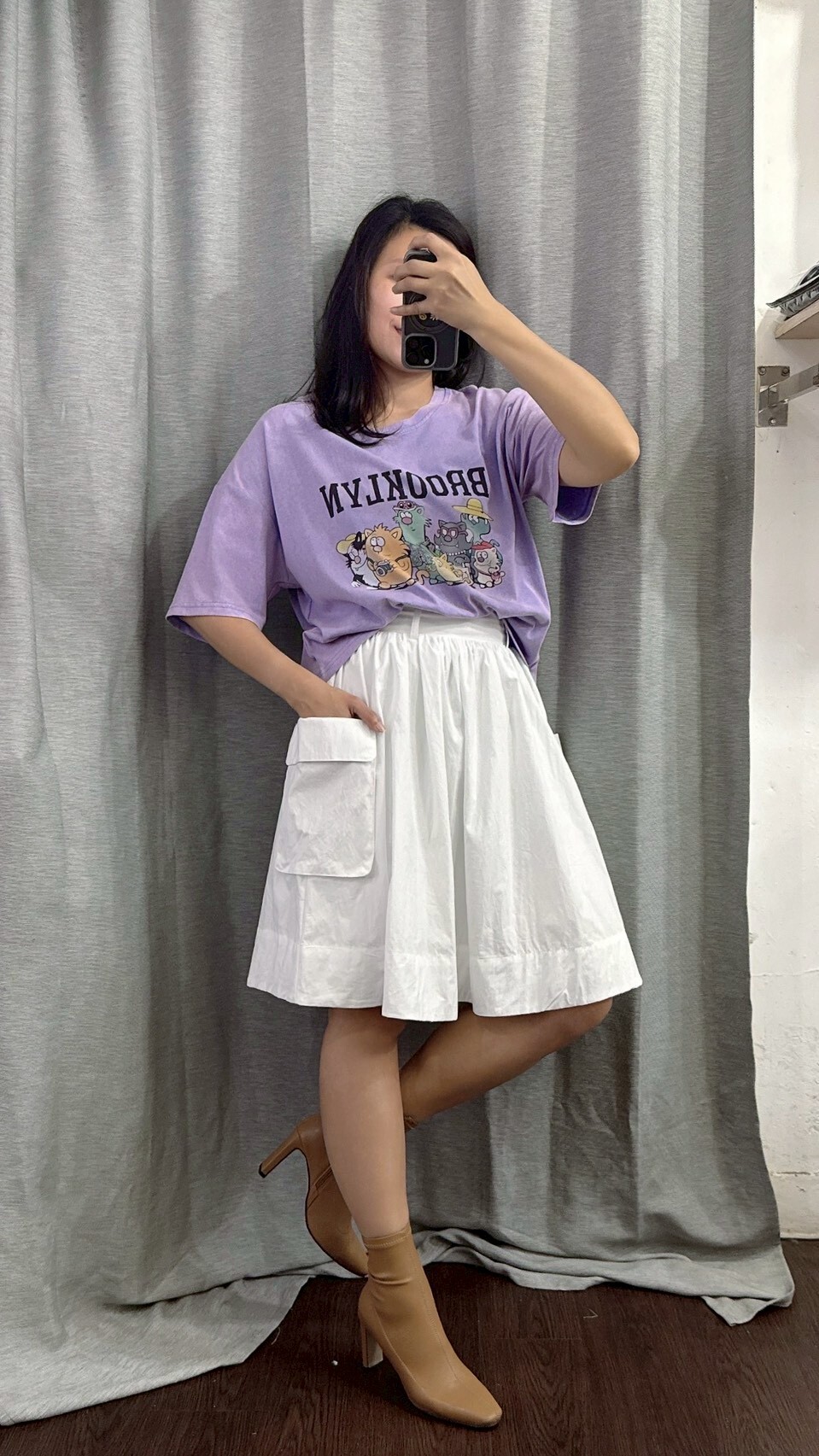 MUMUZI 大口袋五分短裙 中大尺碼 LM6006-3