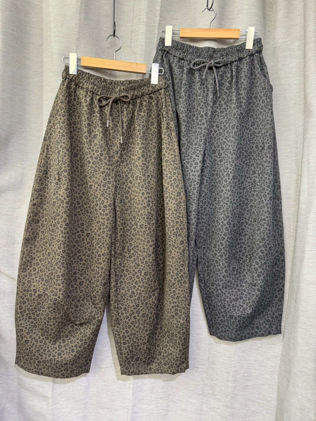 MUMUZI 豹紋抽繩寬褲 中大尺碼 LM2016