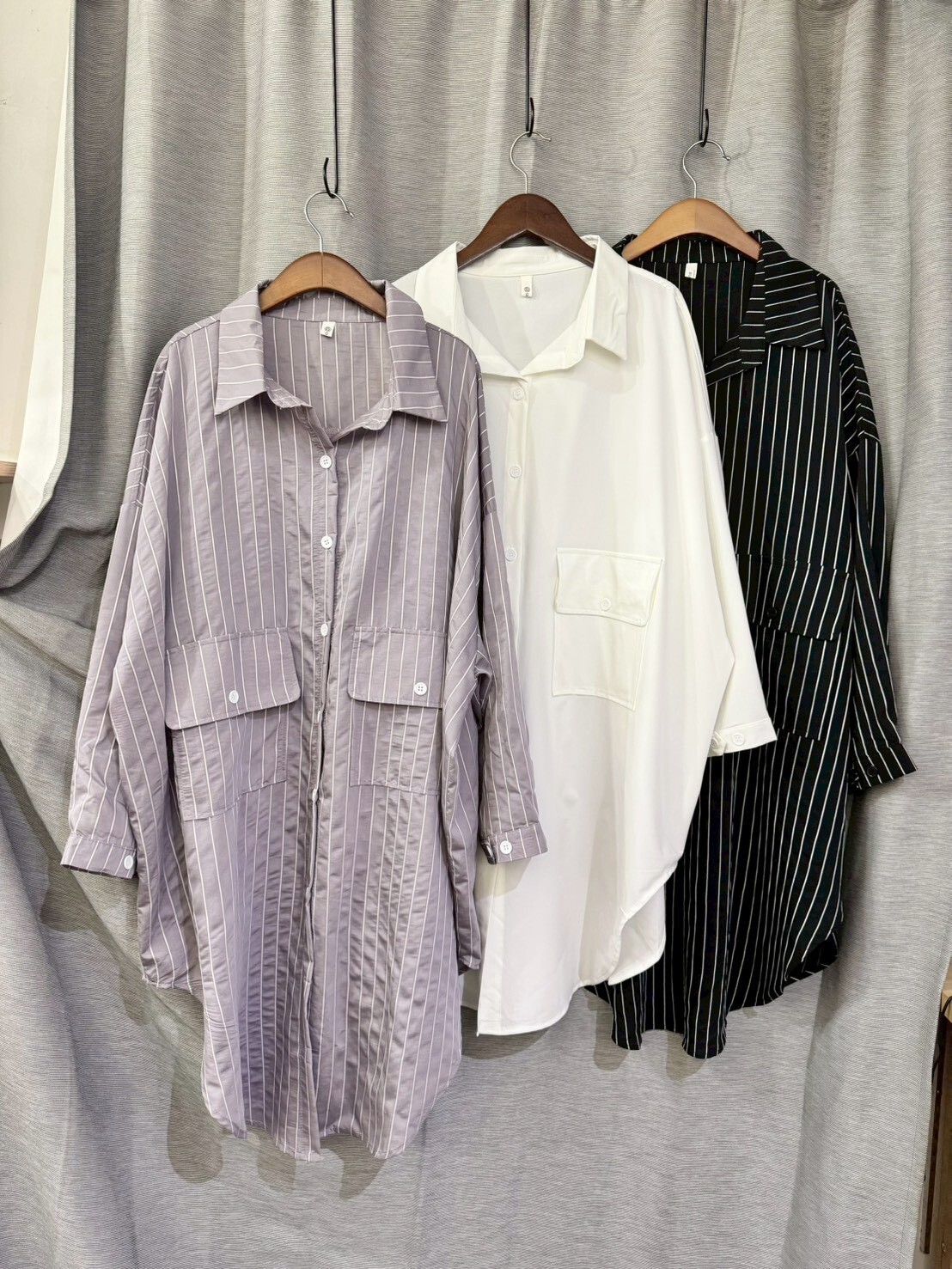 MUMUZI 雙口袋開釦襯衫 中大尺碼 LM8009