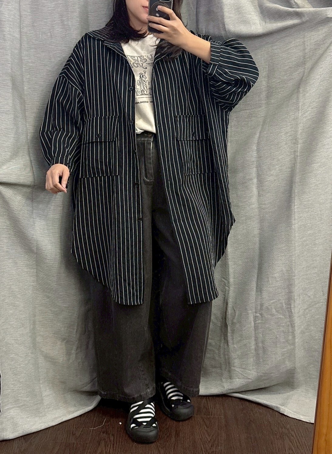 MUMUZI 雙口袋開釦襯衫 中大尺碼 LM8009－５