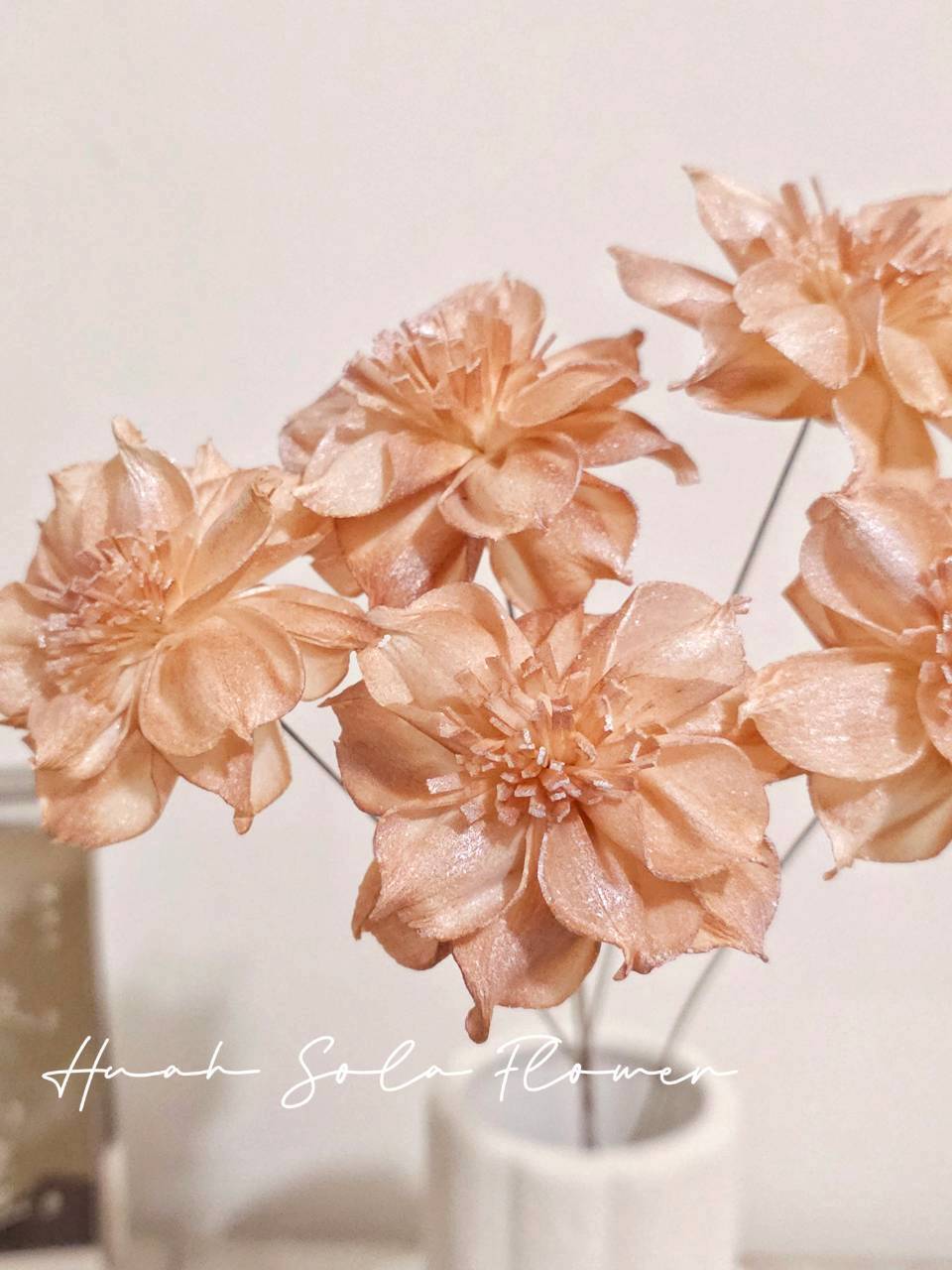 金色 水仙花 噴染 索拉花 乾燥花 批發 婚禮 花束 DIY 材料