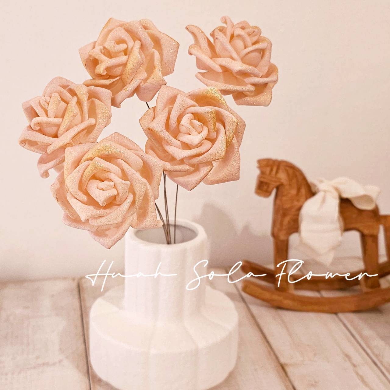 玫瑰金色 玫瑰 噴染 索拉花 乾燥花 批發 婚禮 花束 DIY 材料