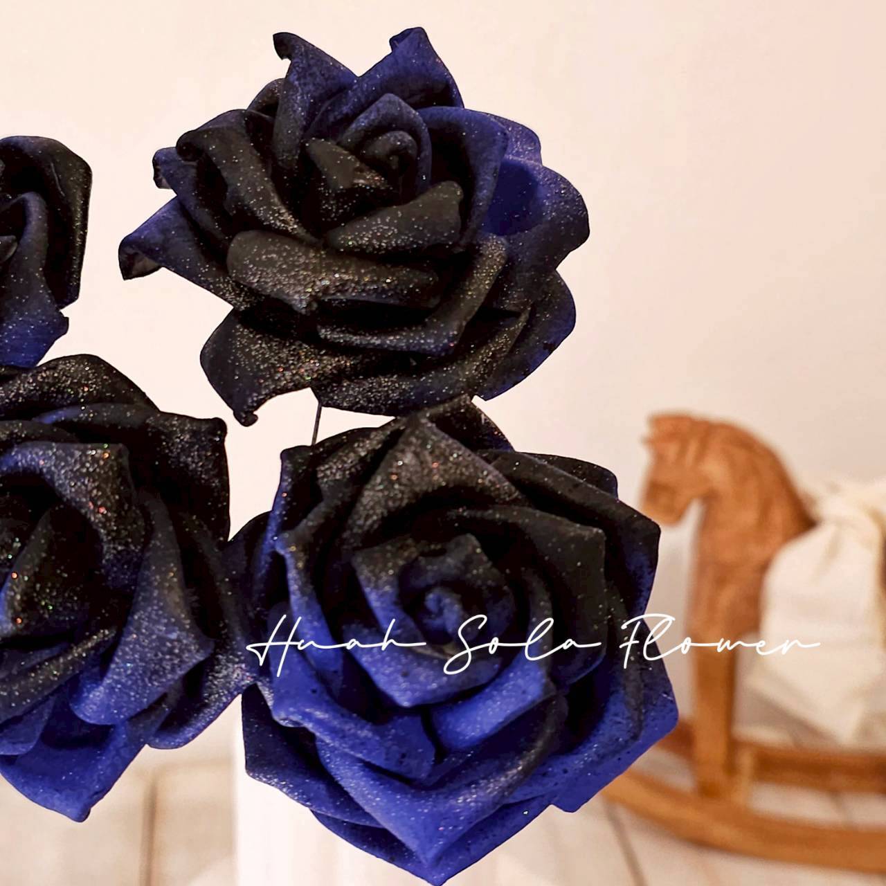 珠光 藍色 玫瑰 噴染 索拉花 乾燥花 批發 婚禮 花束 DIY 材料