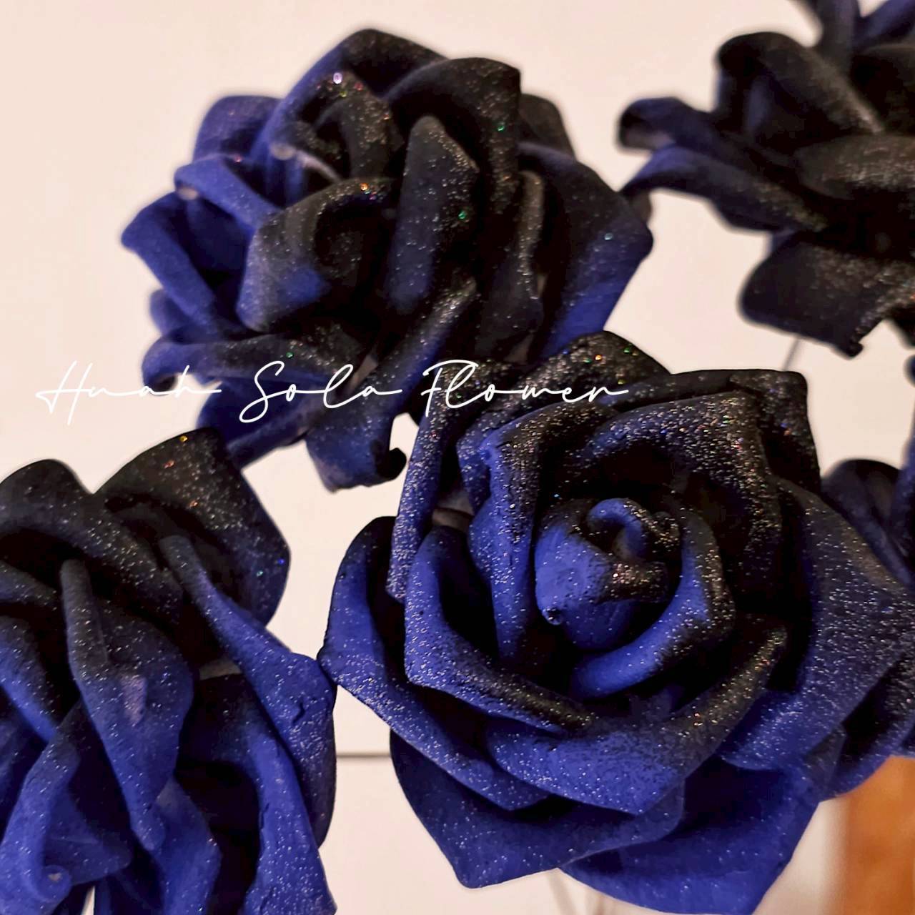 珠光 藍色 玫瑰 噴染 索拉花 乾燥花 批發 婚禮 花束 DIY 材料