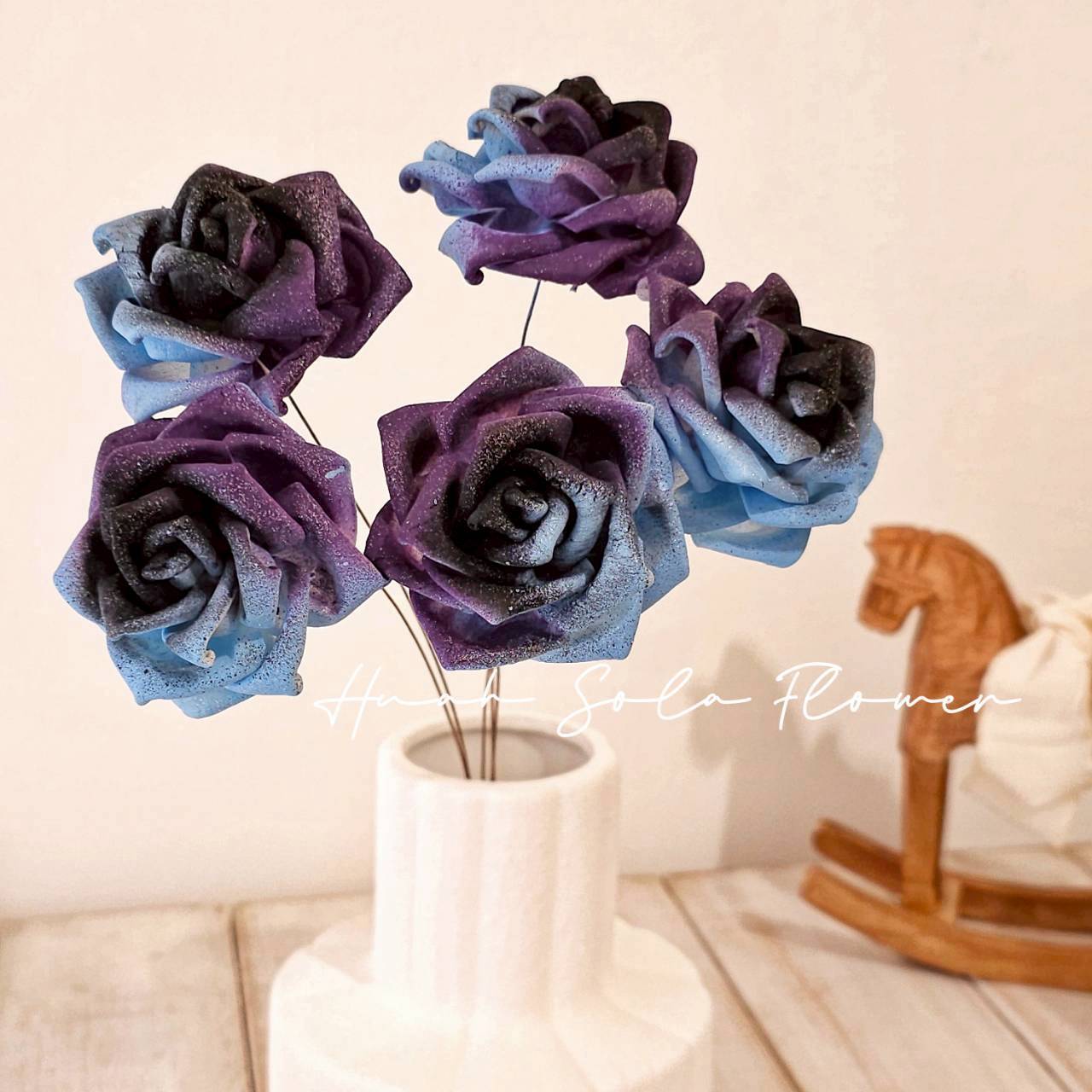 珠光 撞色 玫瑰 噴染 索拉花 乾燥花 批發 婚禮 花束 DIY 材料