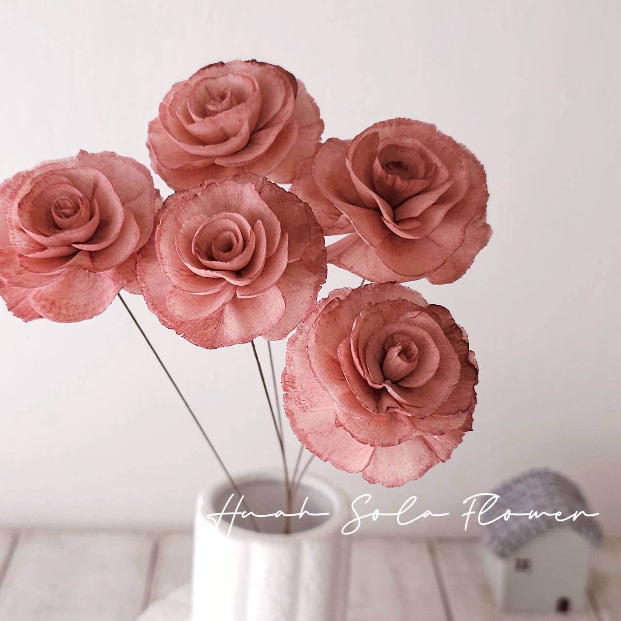 粉色 玻斯玫瑰 水染 索拉花 乾燥花 批發 婚禮 花束 DIY 材料