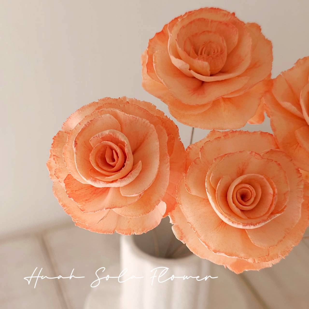 橘色 玻斯玫瑰 水染 索拉花 乾燥花 批發 婚禮 花束 DIY 材料