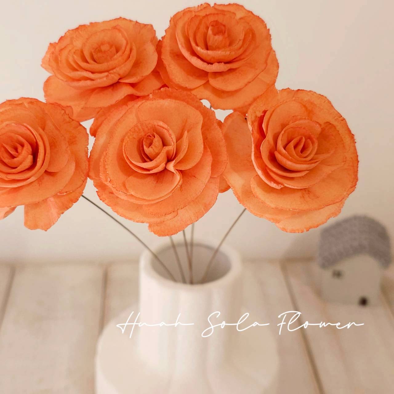橘色 玻斯玫瑰 水染 索拉花 乾燥花 批發 婚禮 花束 DIY 材料