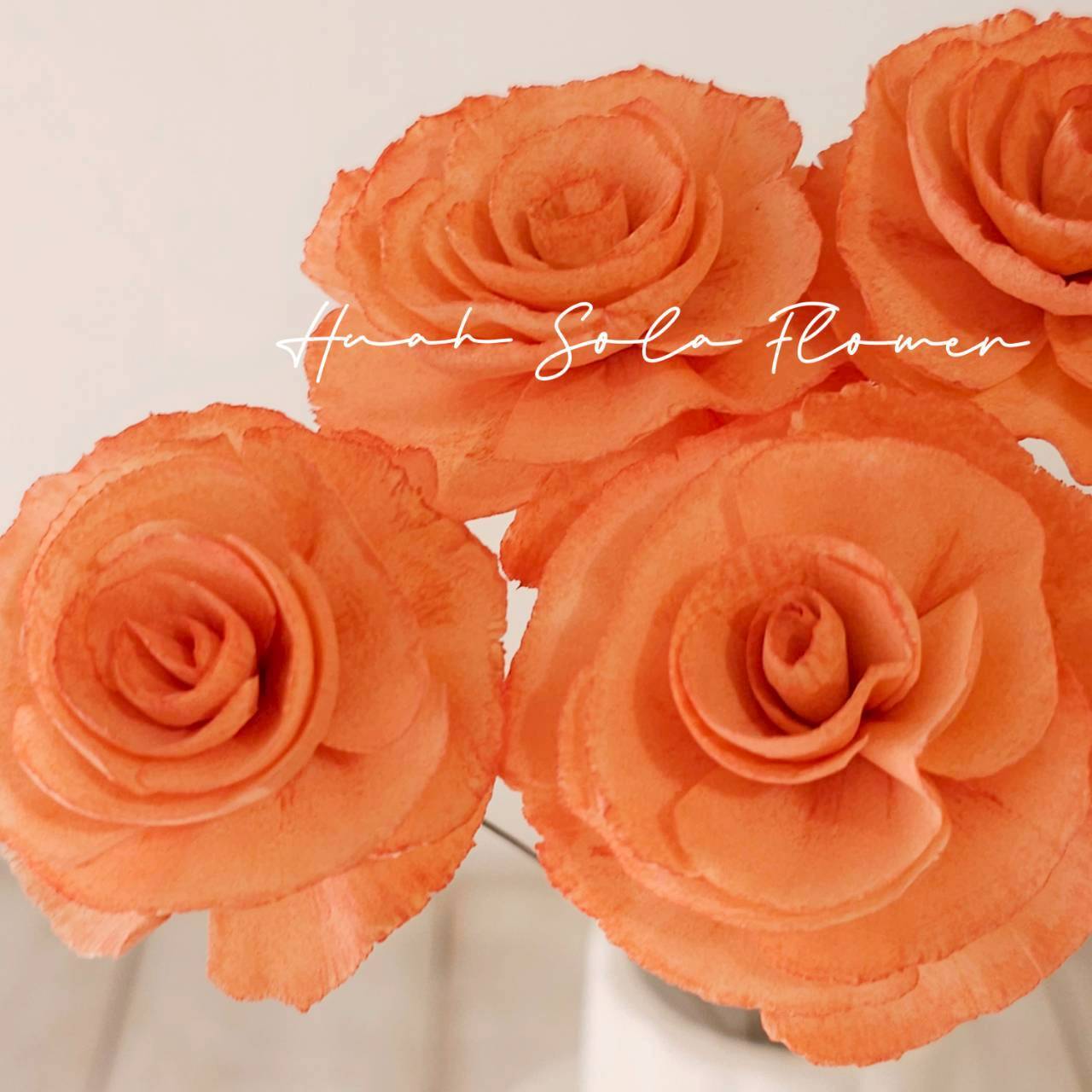 橘色 玻斯玫瑰 水染 索拉花 乾燥花 批發 婚禮 花束 DIY 材料