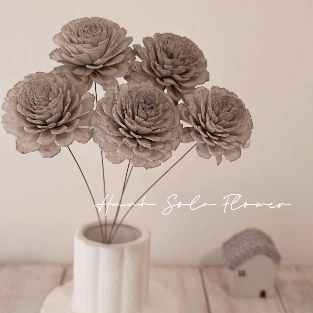 灰色 太陽玫瑰 水染 索拉花 乾燥花 批發 婚禮 花束 DIY 材料