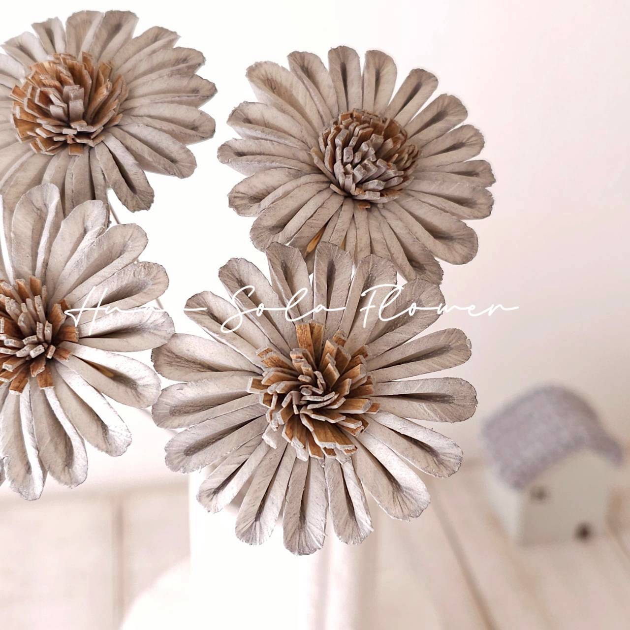 灰色 太陽花 水染 索拉花 乾燥花 批發 婚禮 花束 DIY 材料