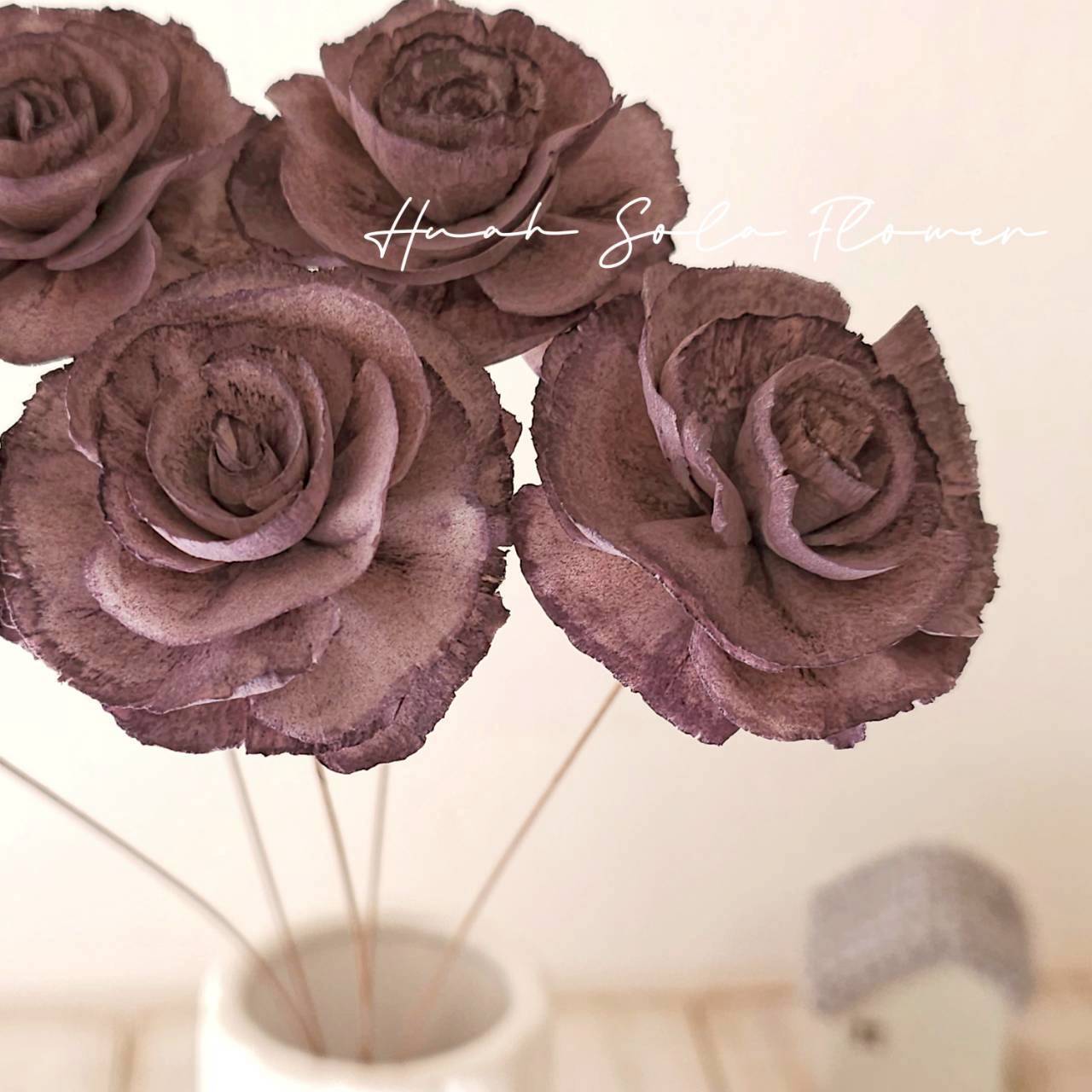 紫色 玻斯玫瑰 水染 索拉花 乾燥花 批發 婚禮 花束 DIY 材料