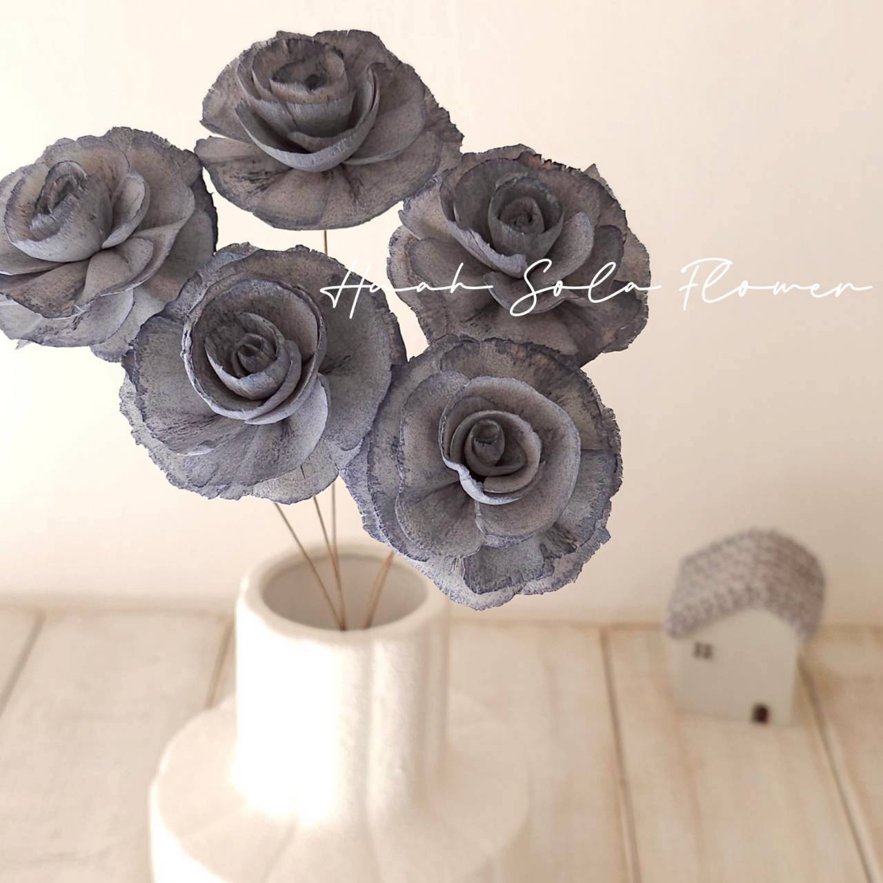 藍色 玻斯玫瑰 水染 索拉花 乾燥花 批發 婚禮 花束 DIY 材料