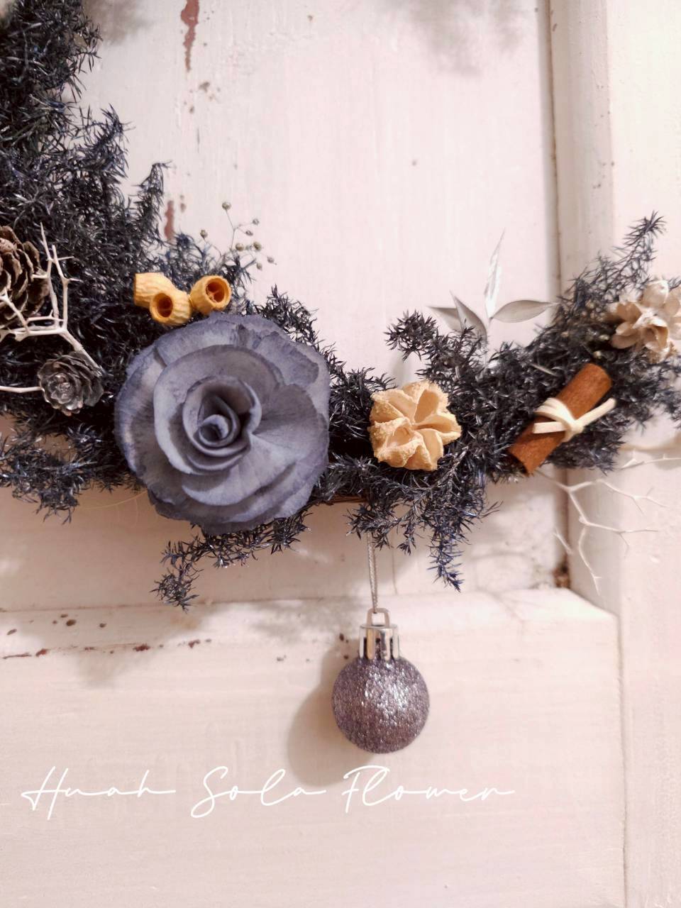 藍色 玻斯玫瑰 水染 索拉花 乾燥花 批發 婚禮 花束 DIY 材料