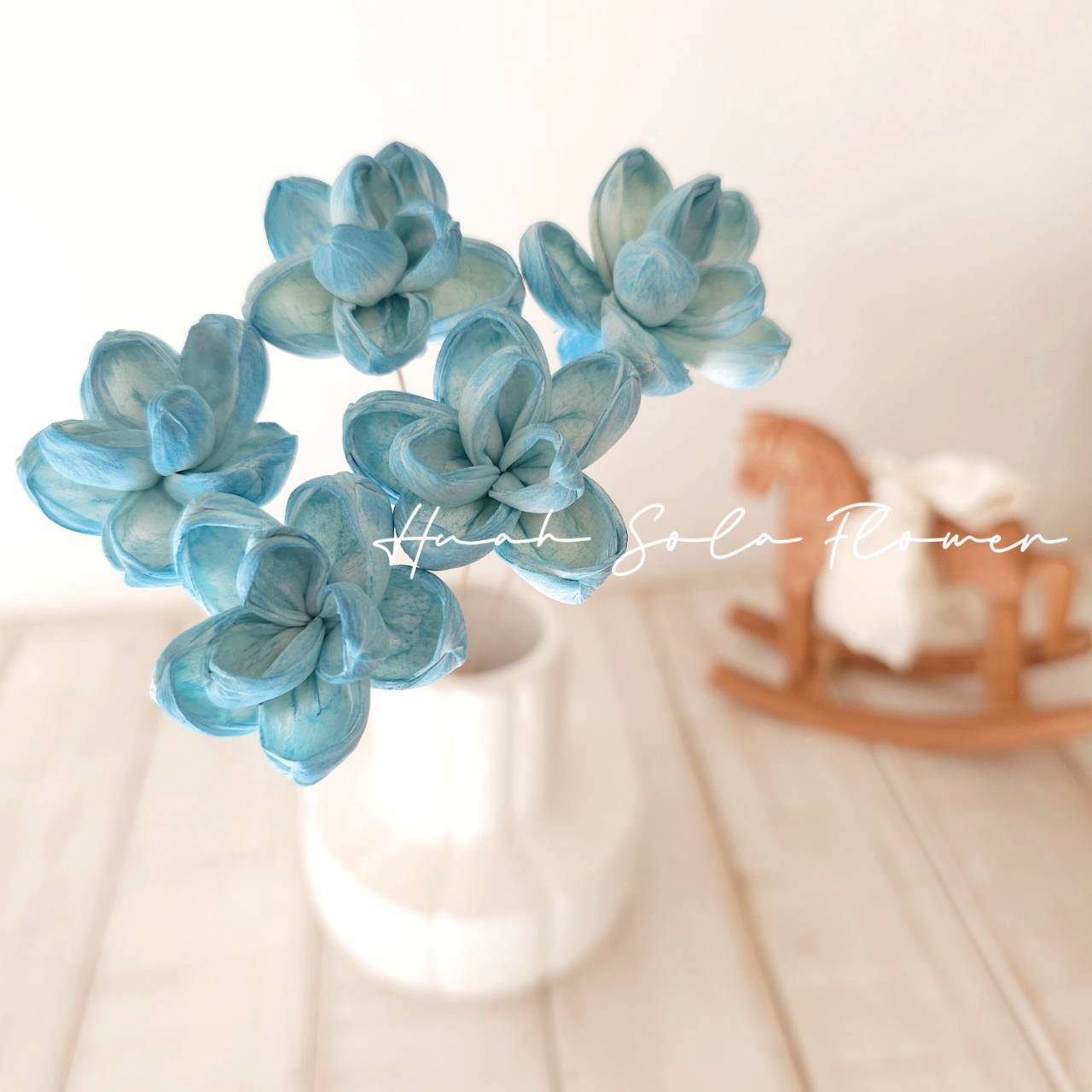 藍色 茉莉花 水染 索拉花 乾燥花 批發 婚禮 花束 DIY 材料