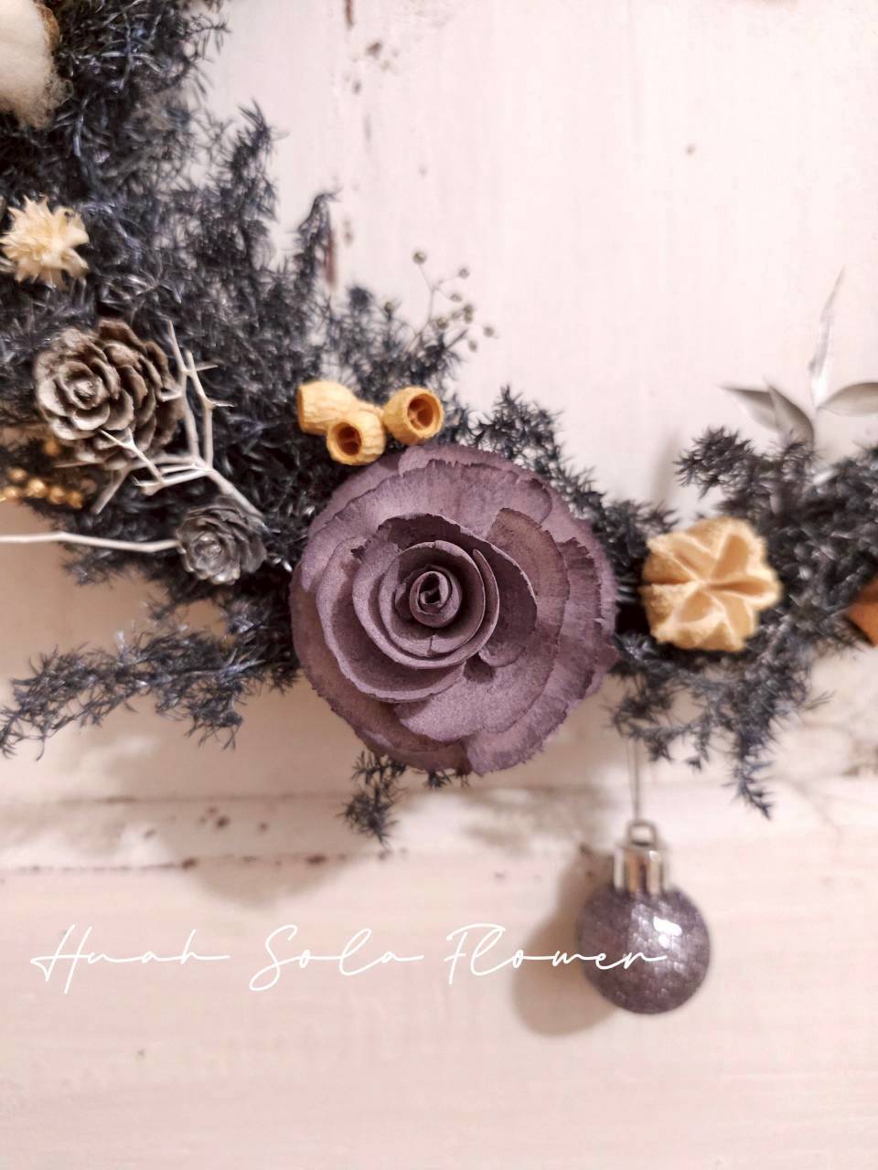 紫色 玻斯玫瑰 水染 索拉花 乾燥花 批發 婚禮 花束 DIY 材料