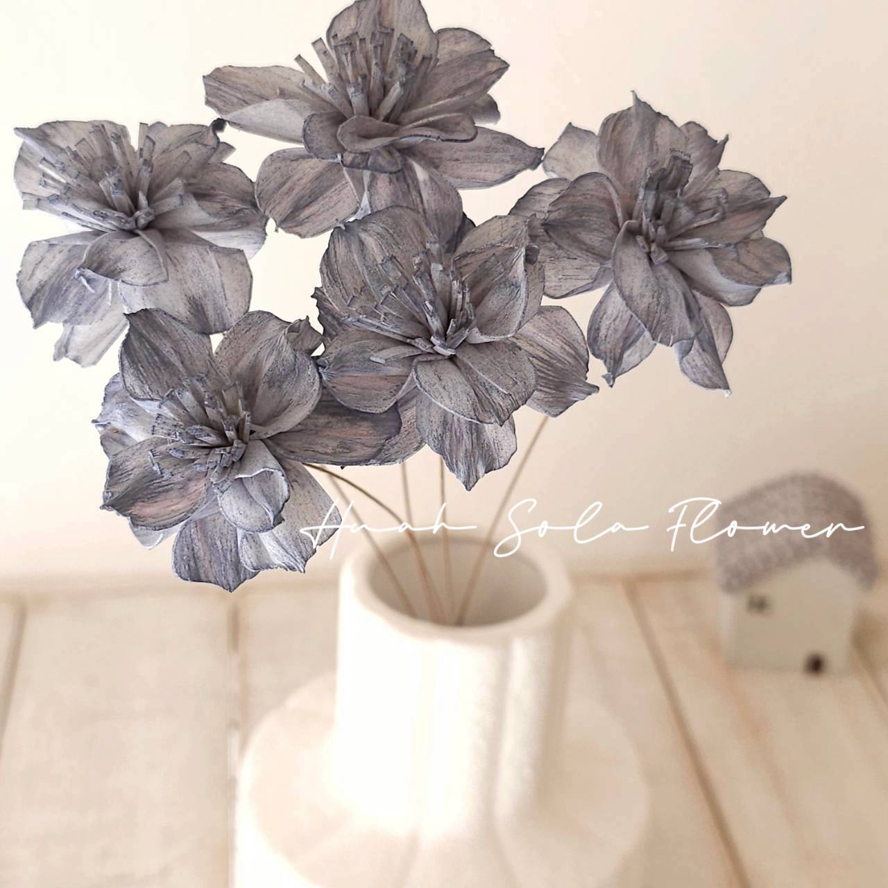 水仙花 5CM 藍色 婚禮 花束 禮物 DIY 批發 索拉花 乾燥花