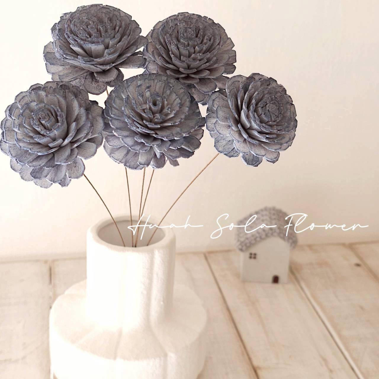 質感 太陽玫瑰 5.5CM 迷霧星藍 索拉花 手工花禮