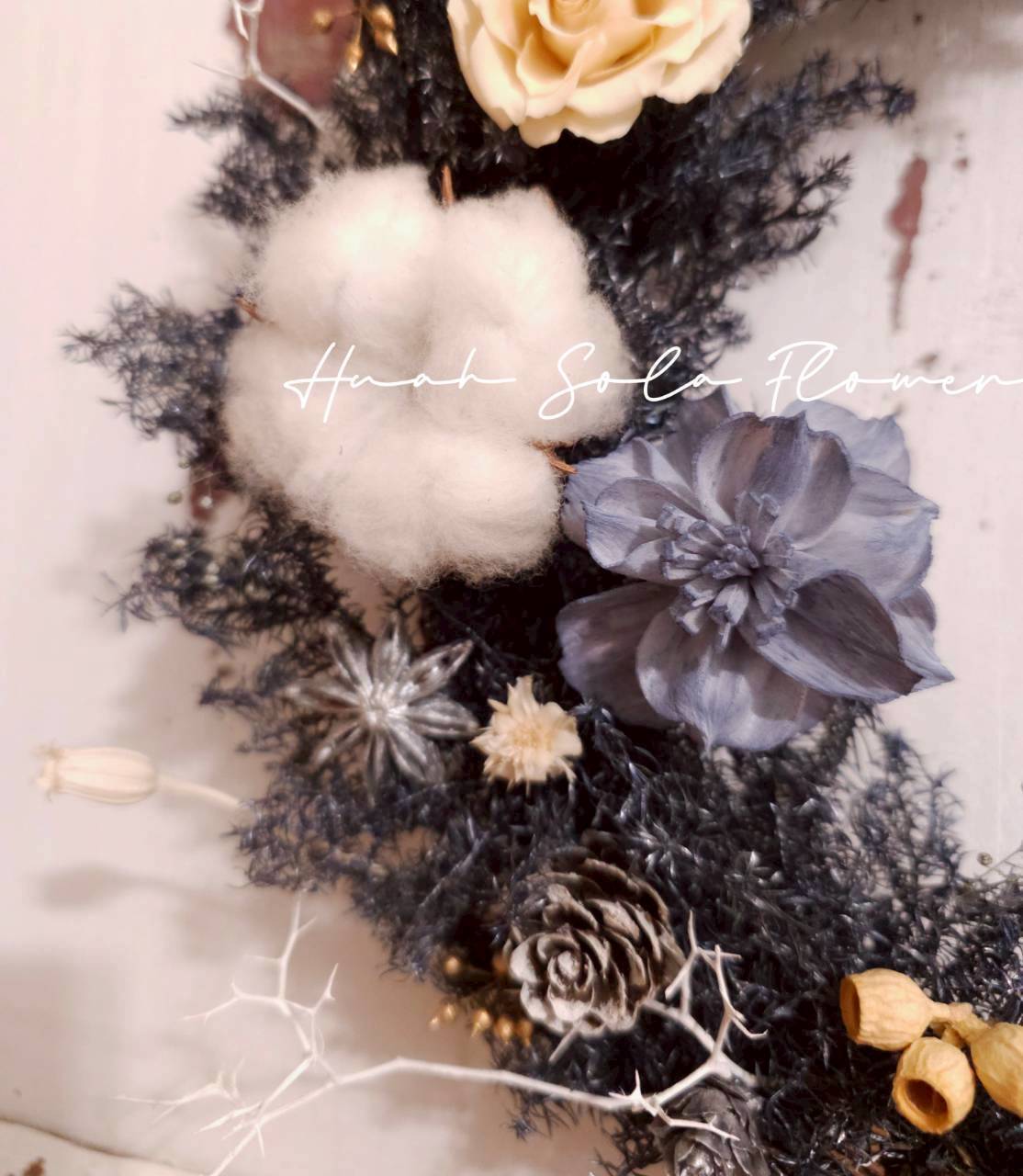 水仙花 5CM 藍色 婚禮 花束 禮物 DIY 批發 索拉花 乾燥花