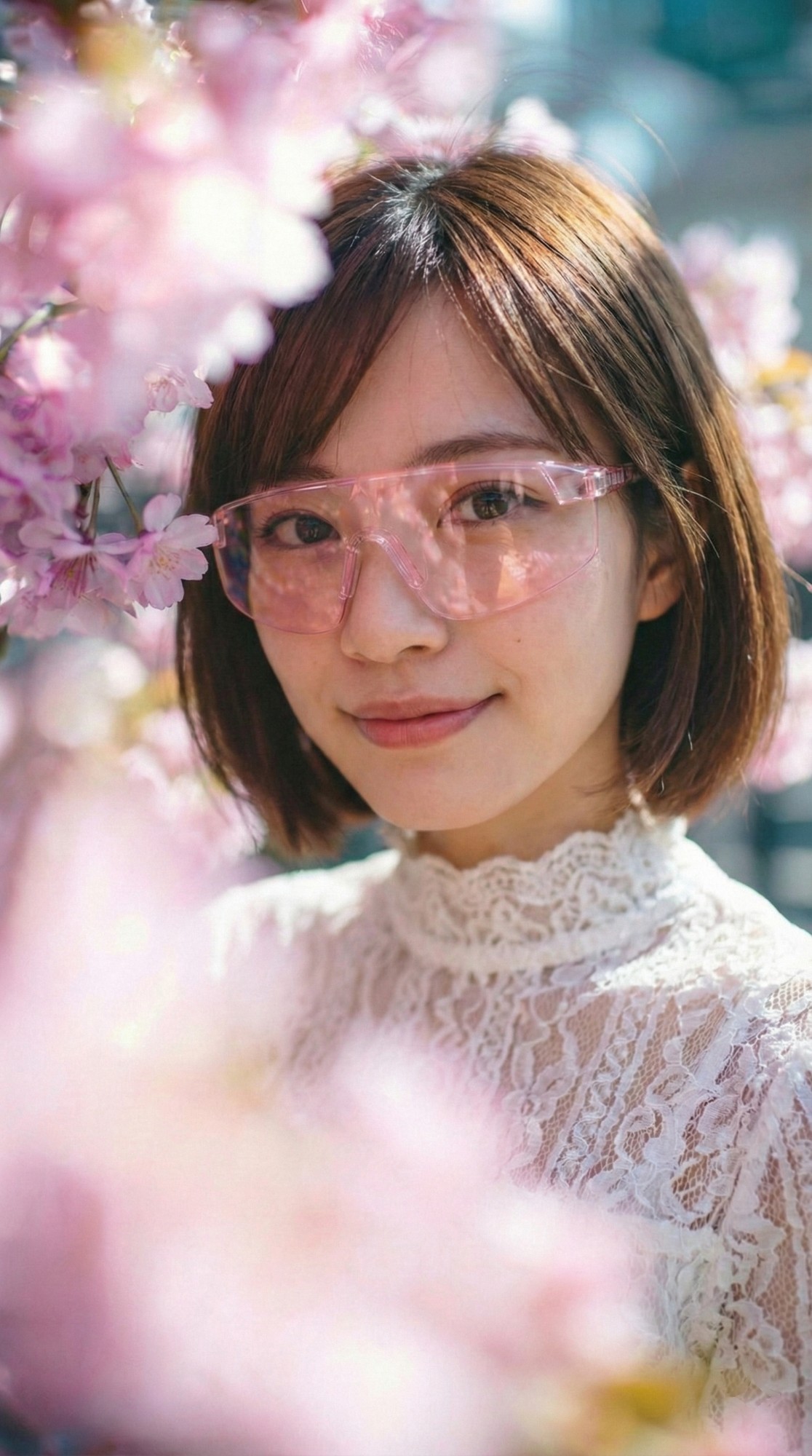 配戴透明框運動眼鏡，陽光穿透的清透感