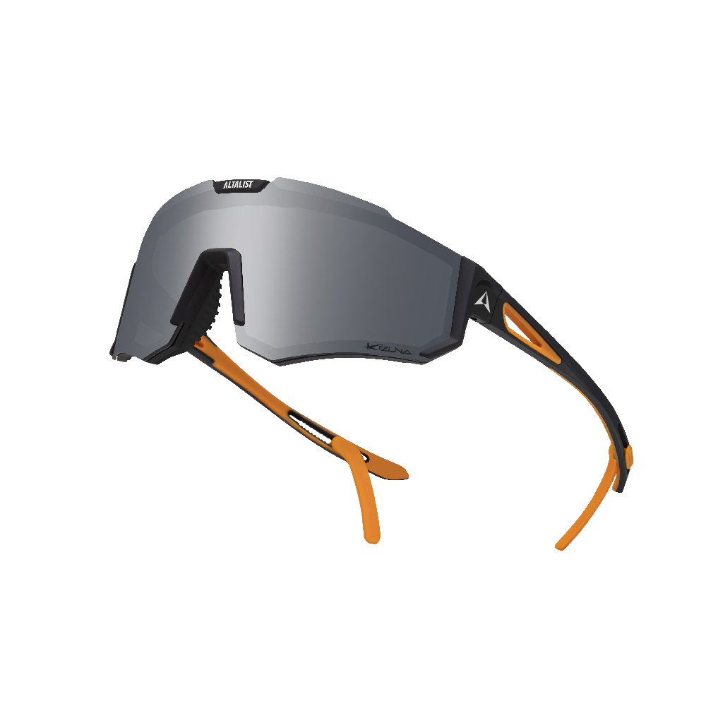 KIZUNA JR 8040070 Black Orange Frame Silver Mirror Lens-01