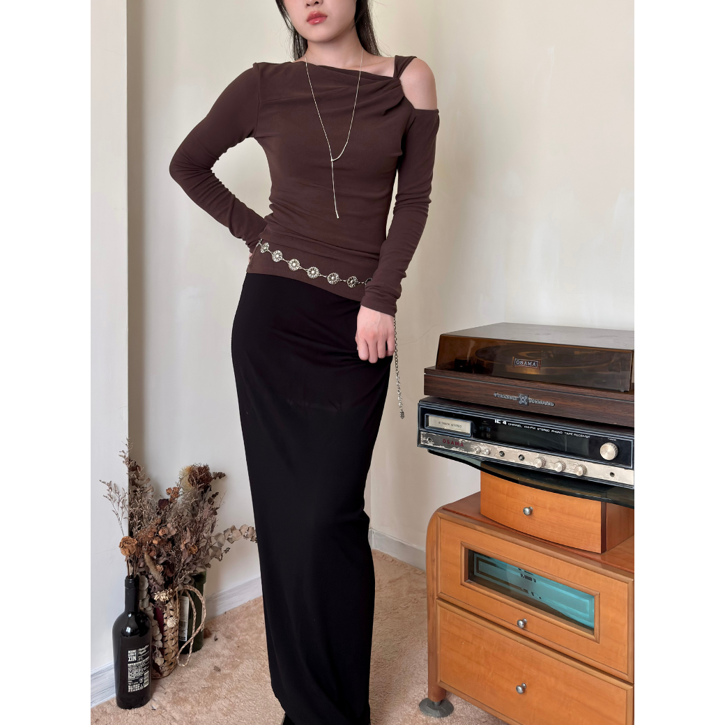 斜肩扭結上衣_7