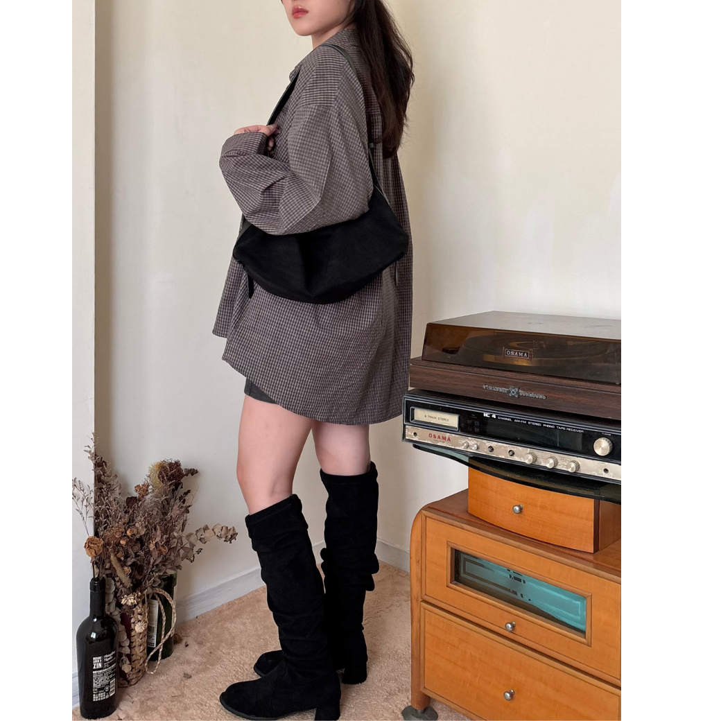 寬鬆口袋格紋衫_9