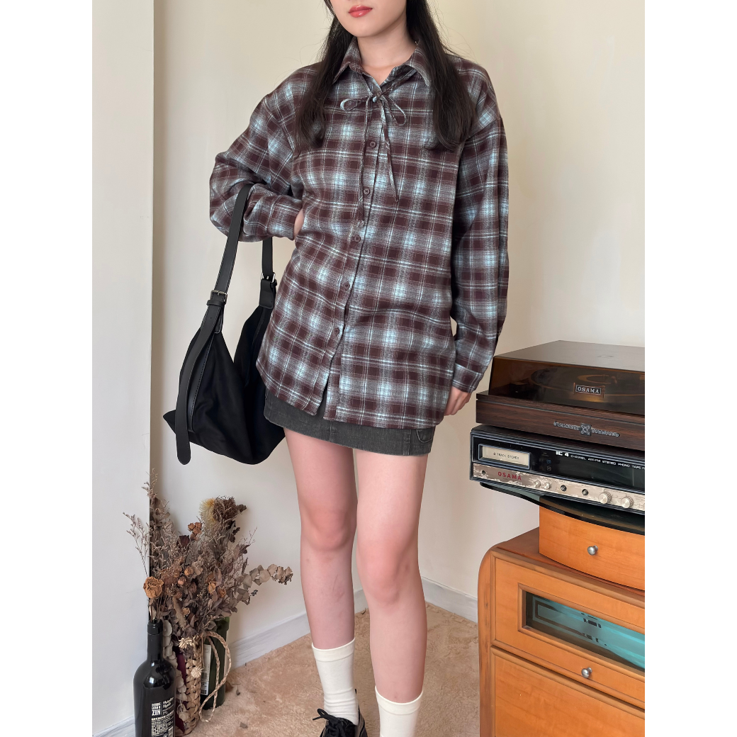 特調格紋毛呢感襯衫_6