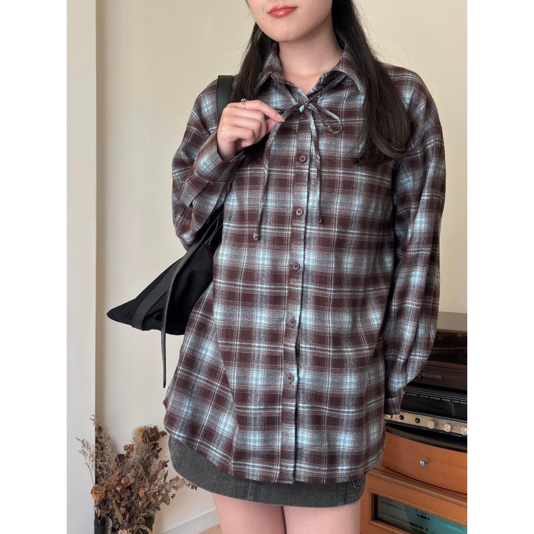 特調格紋毛呢感襯衫_9