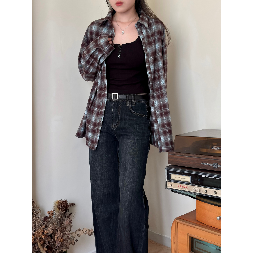 特調格紋毛呢感襯衫_10