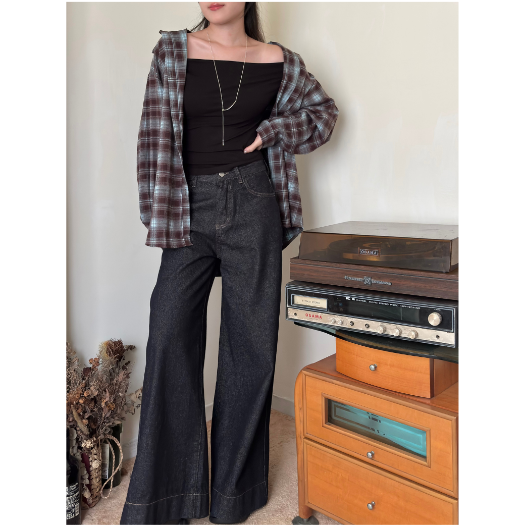 特調格紋毛呢感襯衫_5